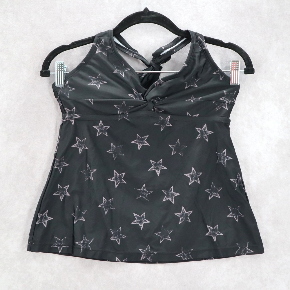 Converse One‎ Star Black Star Halter Tie Beach Boho Fun Swim Tankini Top S Small